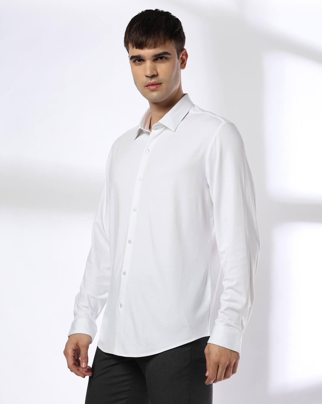 Men Slim Fit Structured Stretchable Formal Shirt