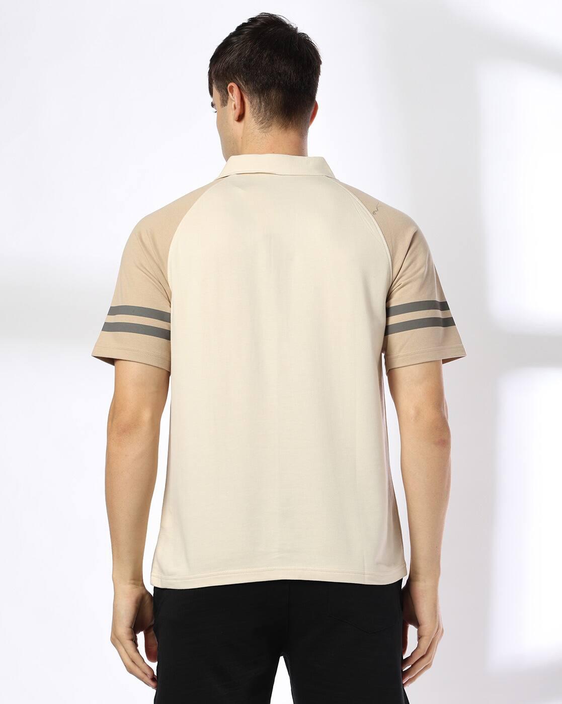 Men Colourblock Regular Fit Polo T-Shirt