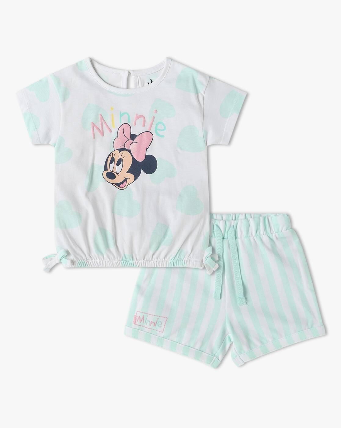Girls Minnie Print T-Shirt & Shorts Set