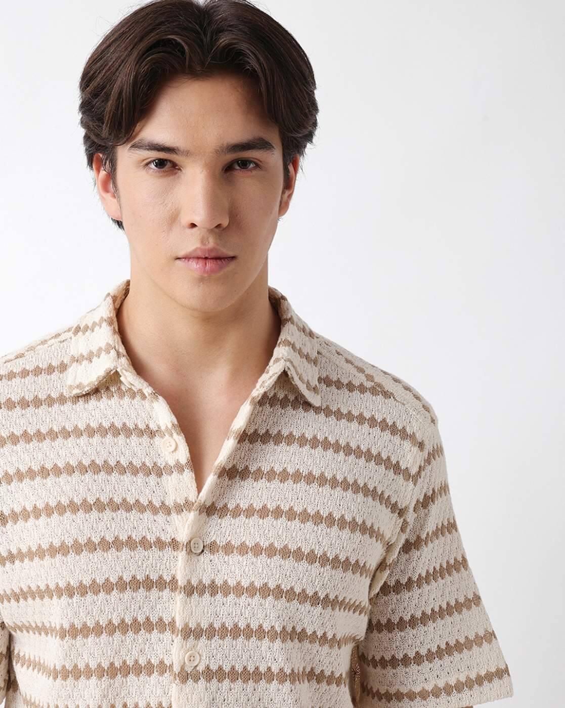 Men Geometric Textured Regular Fit Shirt