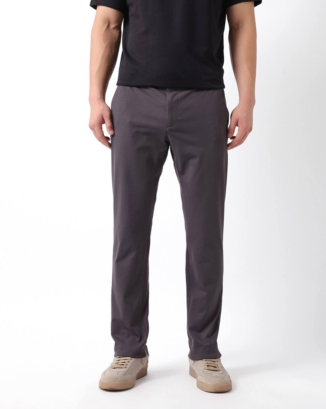 Men Slim Fit Flat-Front Trousers
