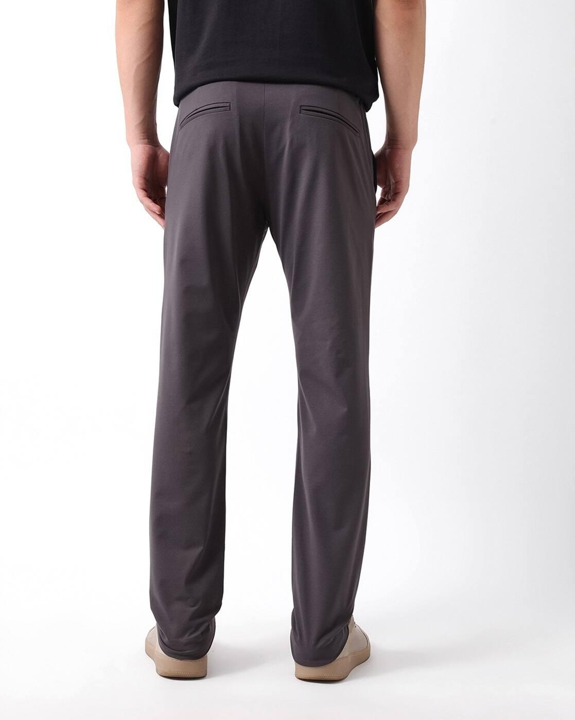 Men Slim Fit Flat-Front Trousers