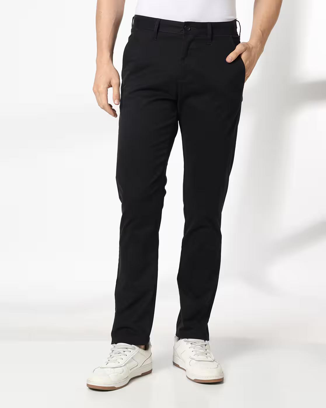 Men Slim Fit Flat-Front Chinos
