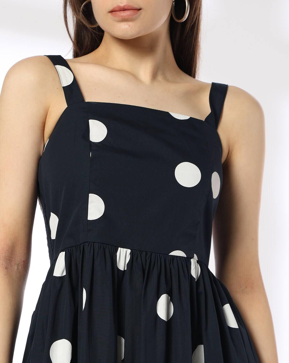 Women Polka-Dot Print Strappy Fit & Flare Dress