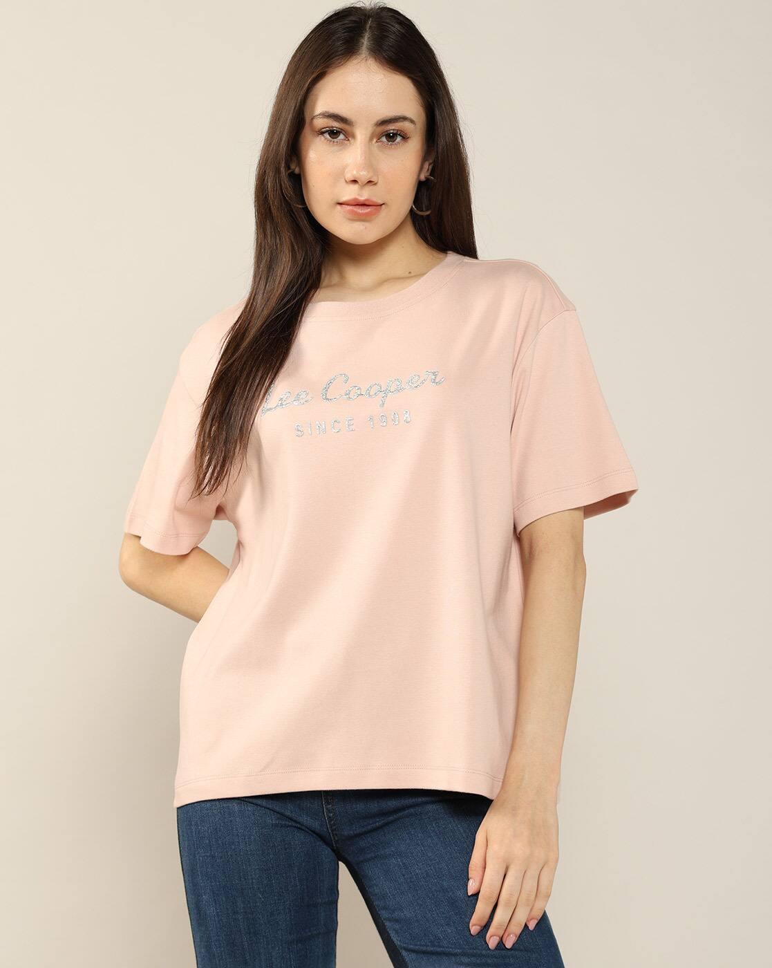 Women Logo Embroidered Regular Fit Crew-Neck T-Shirt