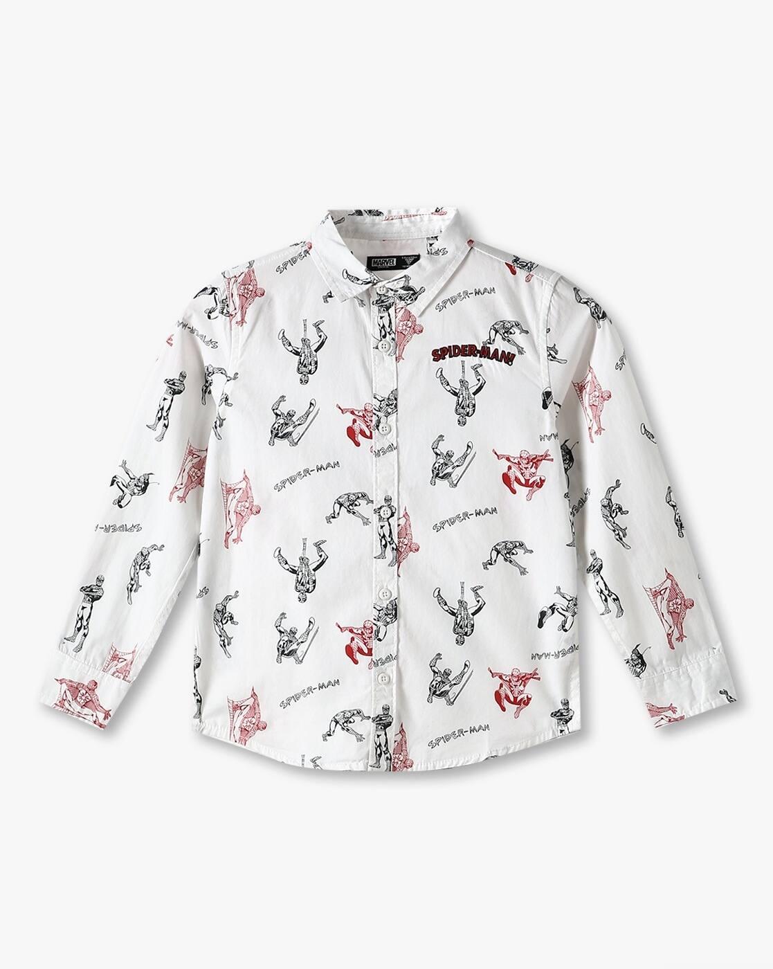 Boys Spider-Man All-Over Print Regular Fit Shirt