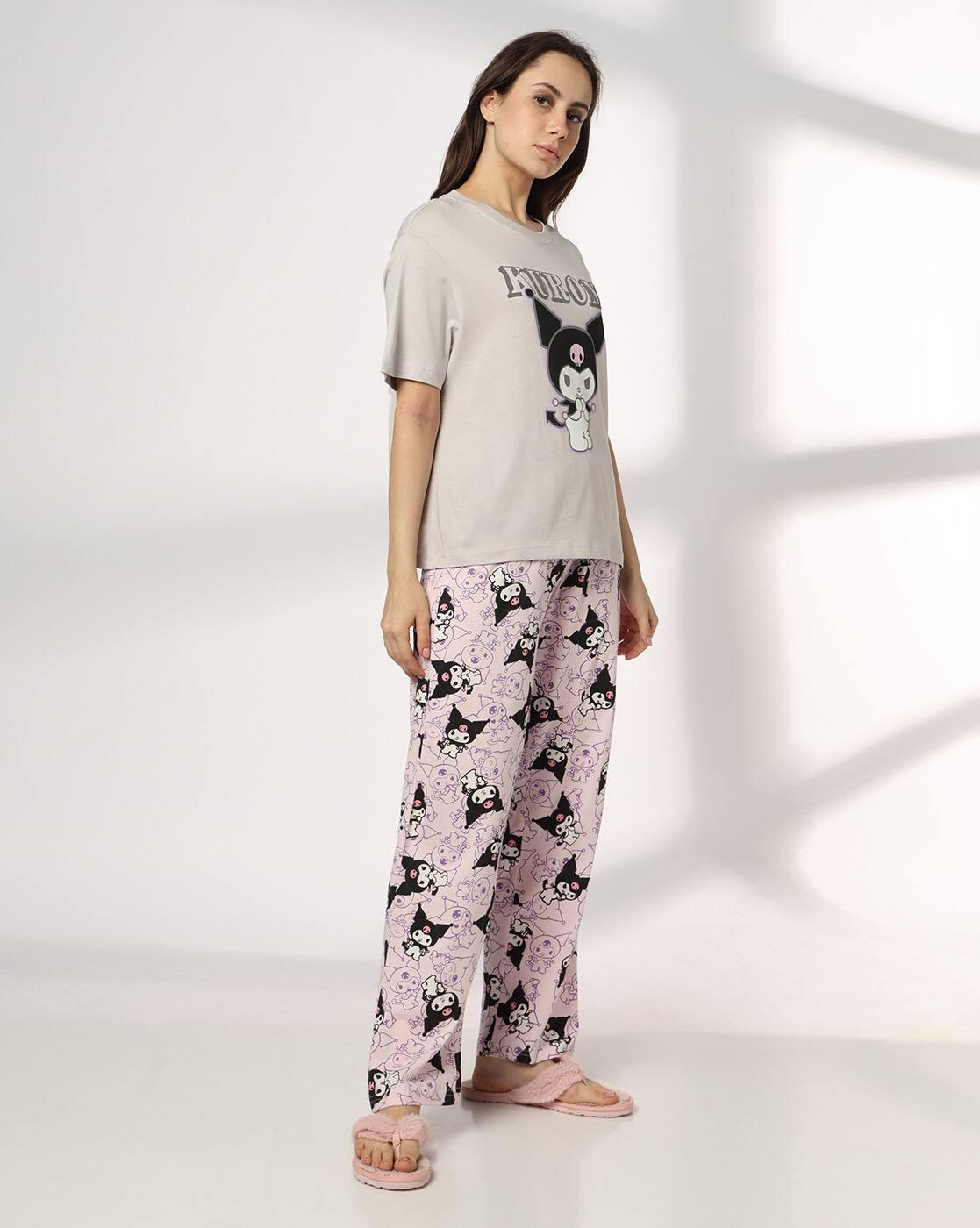Women Graphic Print T-Shirt & Pyjamas Set
