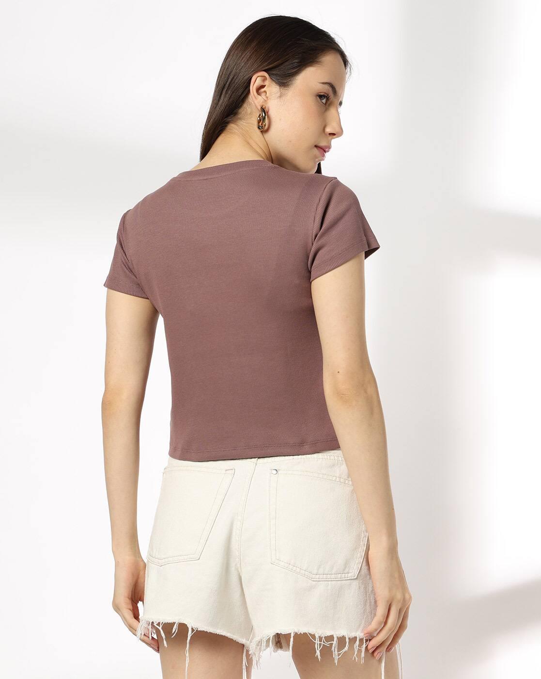 Women Embroidered Regular Fit Crew-Neck T-Shirt