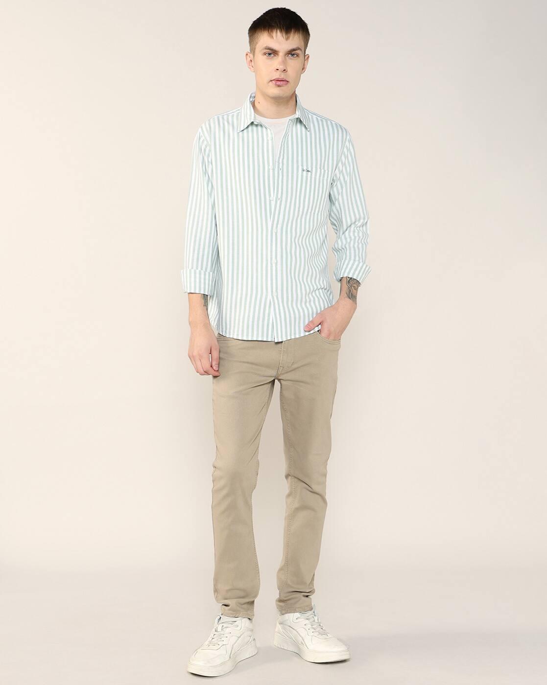 Men Striped Regular Fit Shirt with Patch Pocket