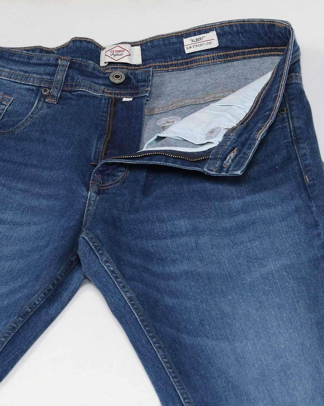 Men Stone-Wash Straight Fit Jeans