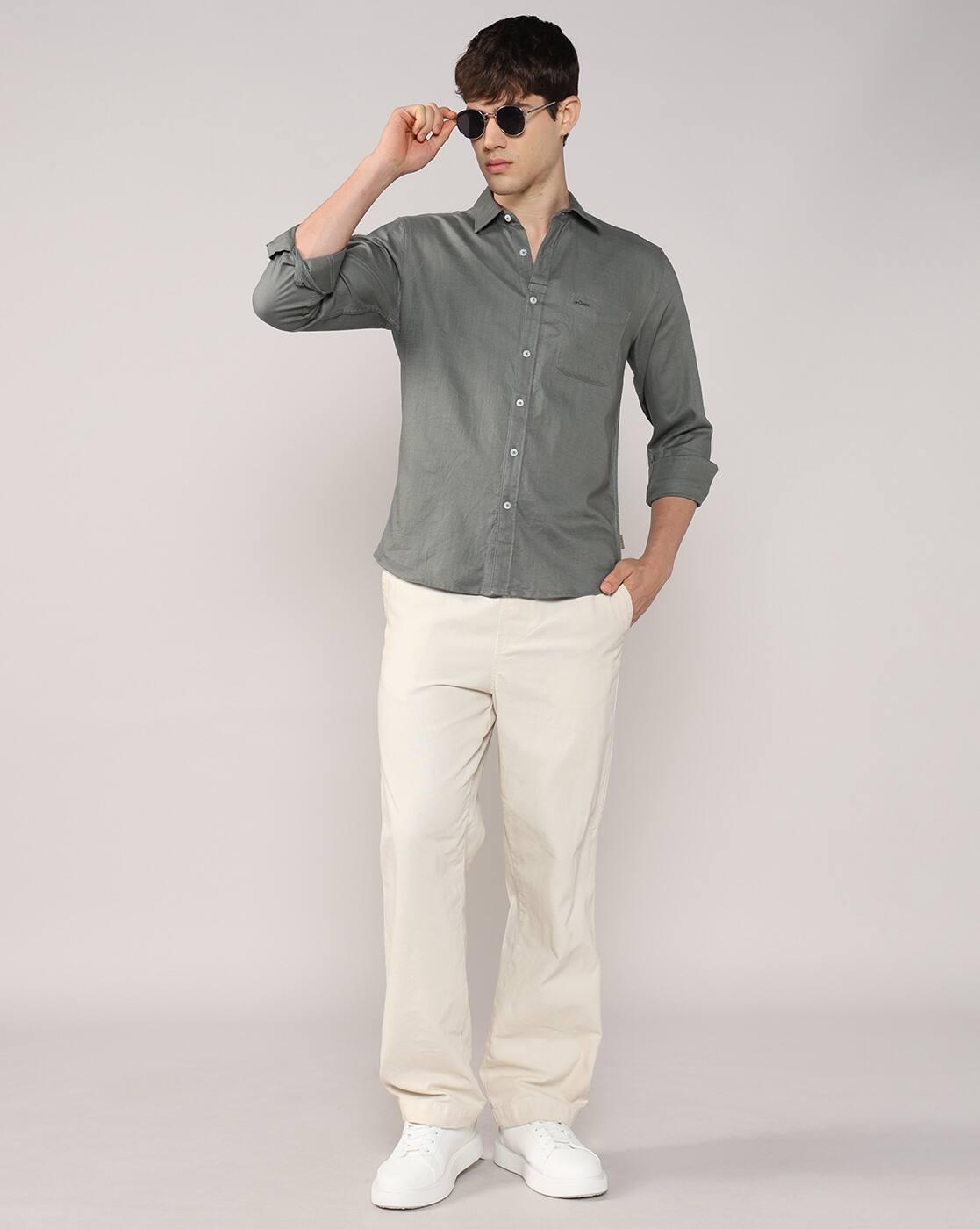 Men Regular Fit Shirt with Patch Pocket