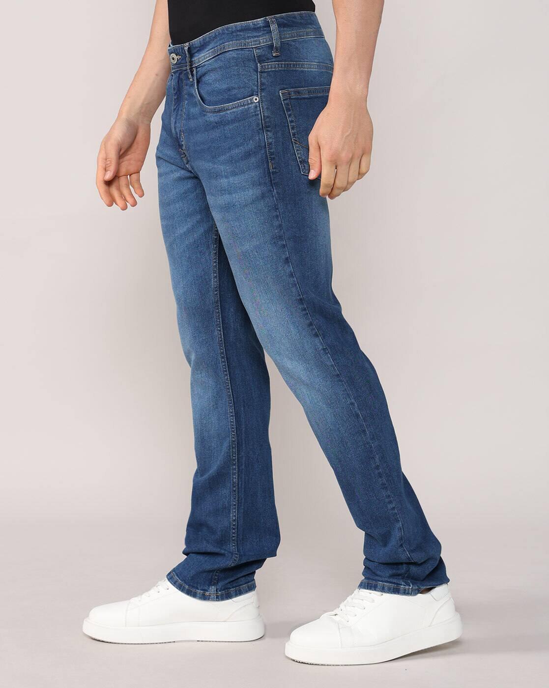 Men Stone-Wash Straight Fit Jeans