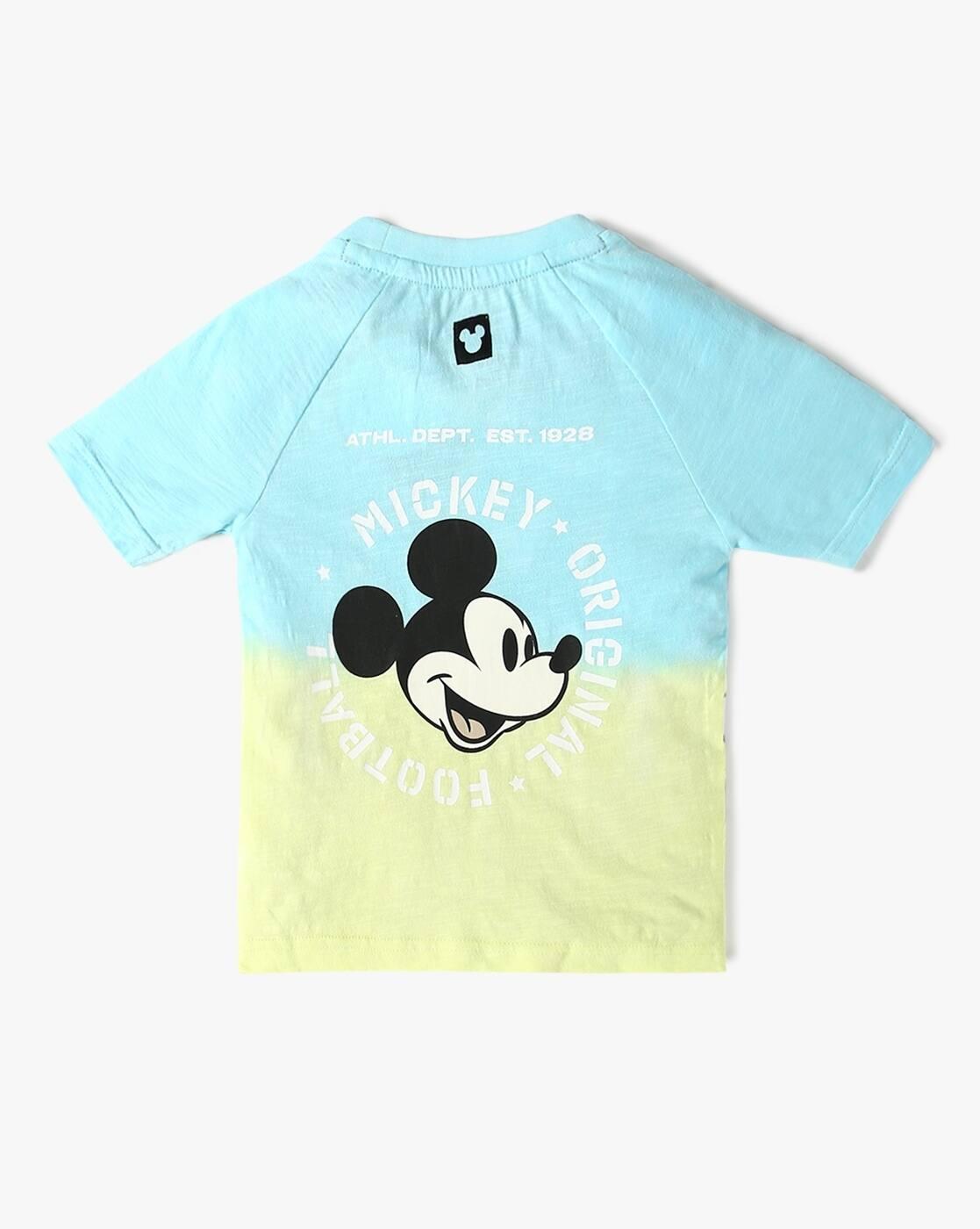 Boys Mickey Mouse Print Relaxed Fit Round-Neck T-Shirt