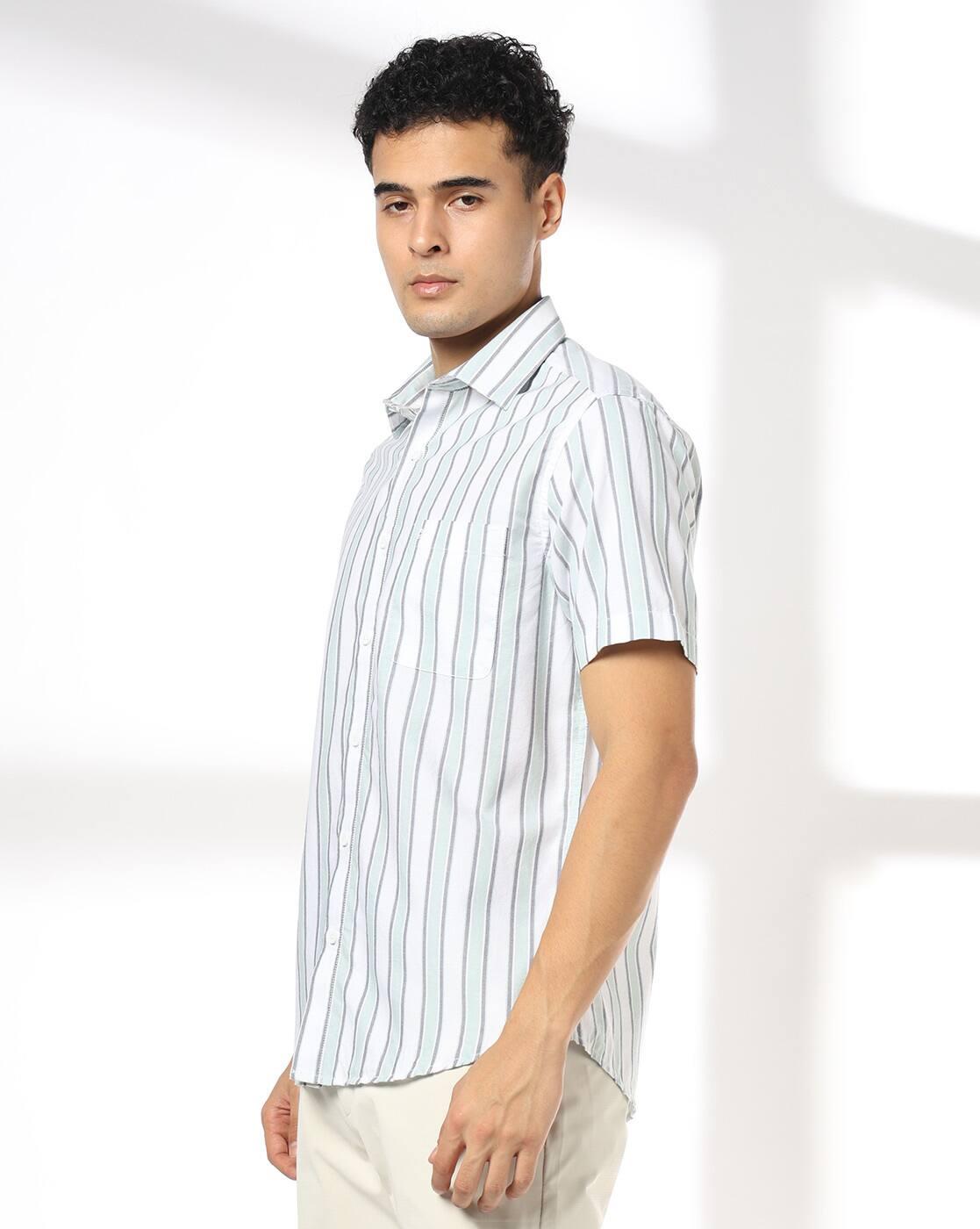 Men Slim Fit Cotton Striped Casual Shirt