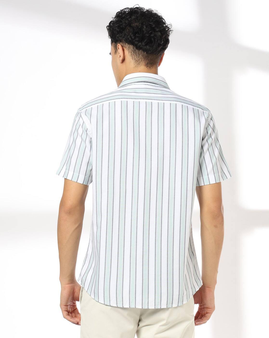 Men Slim Fit Cotton Striped Casual Shirt