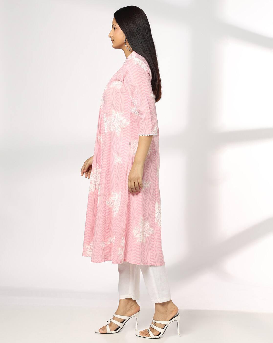 Women Floral Print Flared Kurta