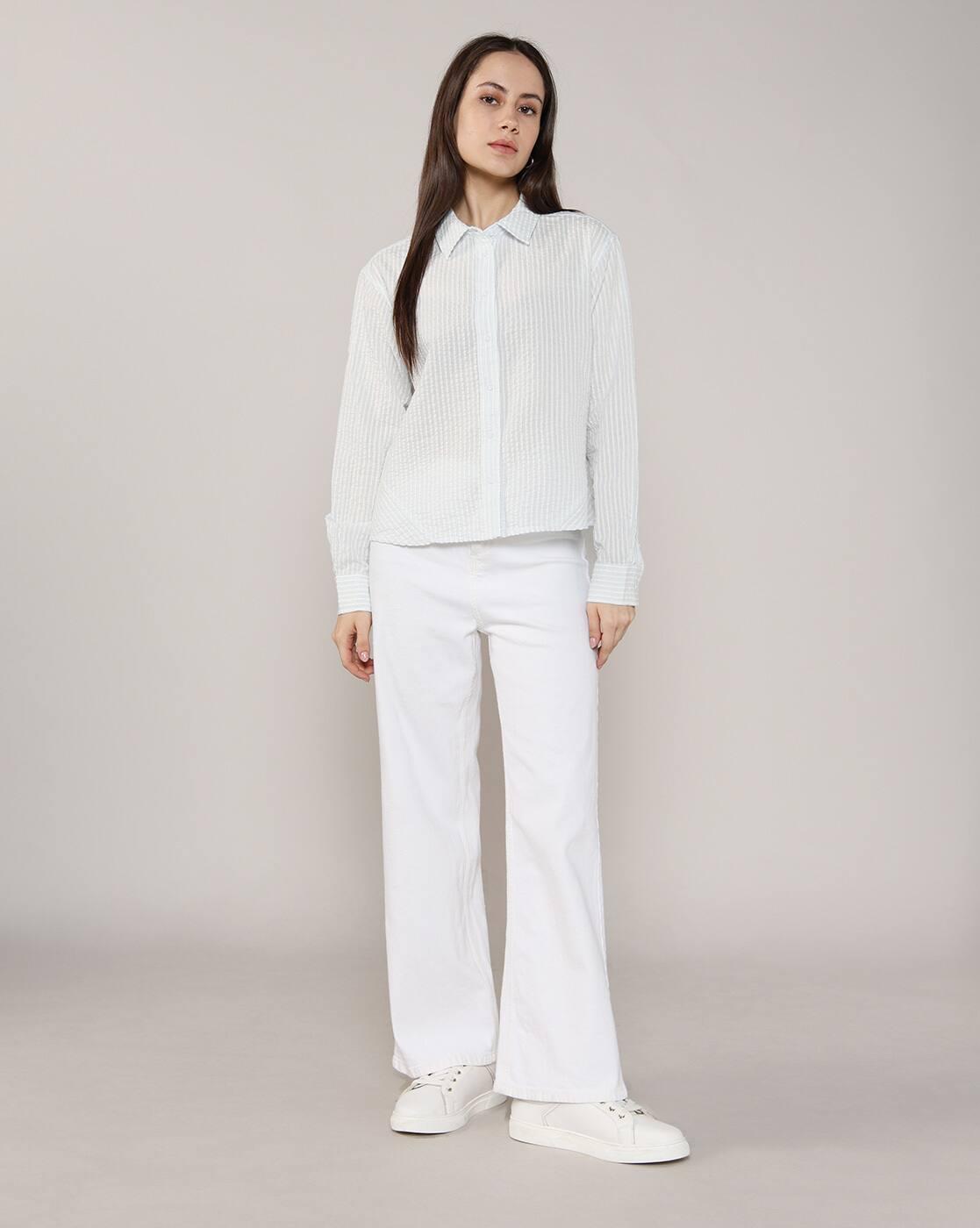 Women Striped Relaxed Fit Cotton Shirt