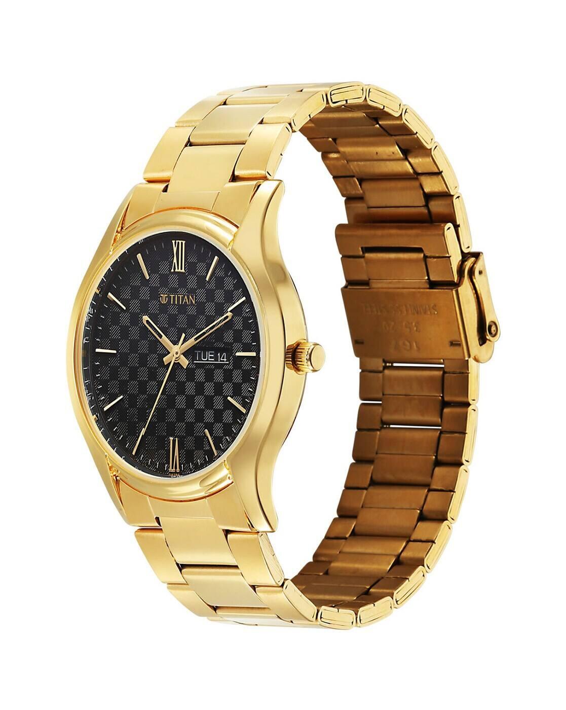Men Karishma Regal Classic Day-Date IPG Stainless Steel Dress Analogue Watch-10059YM02