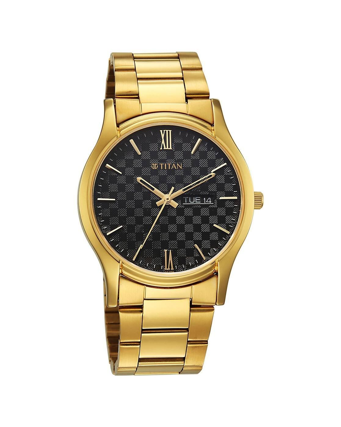 Men Karishma Regal Classic Day-Date IPG Stainless Steel Dress Analogue Watch-10059YM02