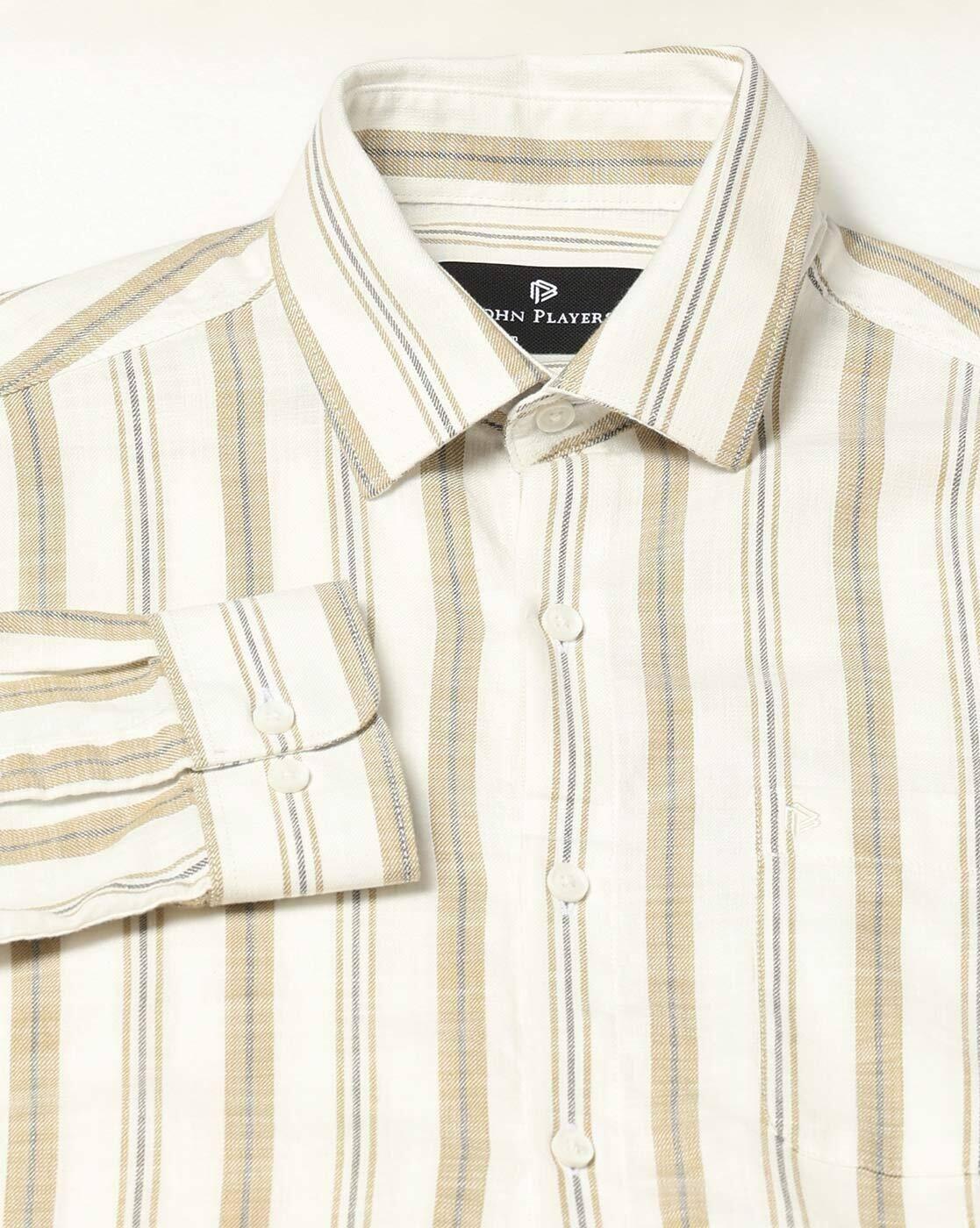 Men Striped Slim Fit Shirt with Patch Pocket