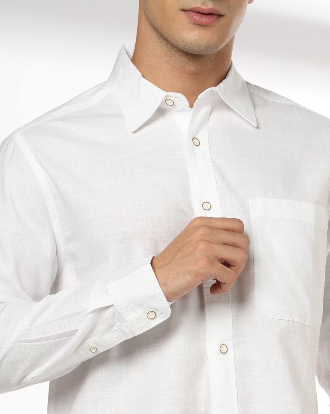 Men Regular Fit Shirt with Patch Pocket