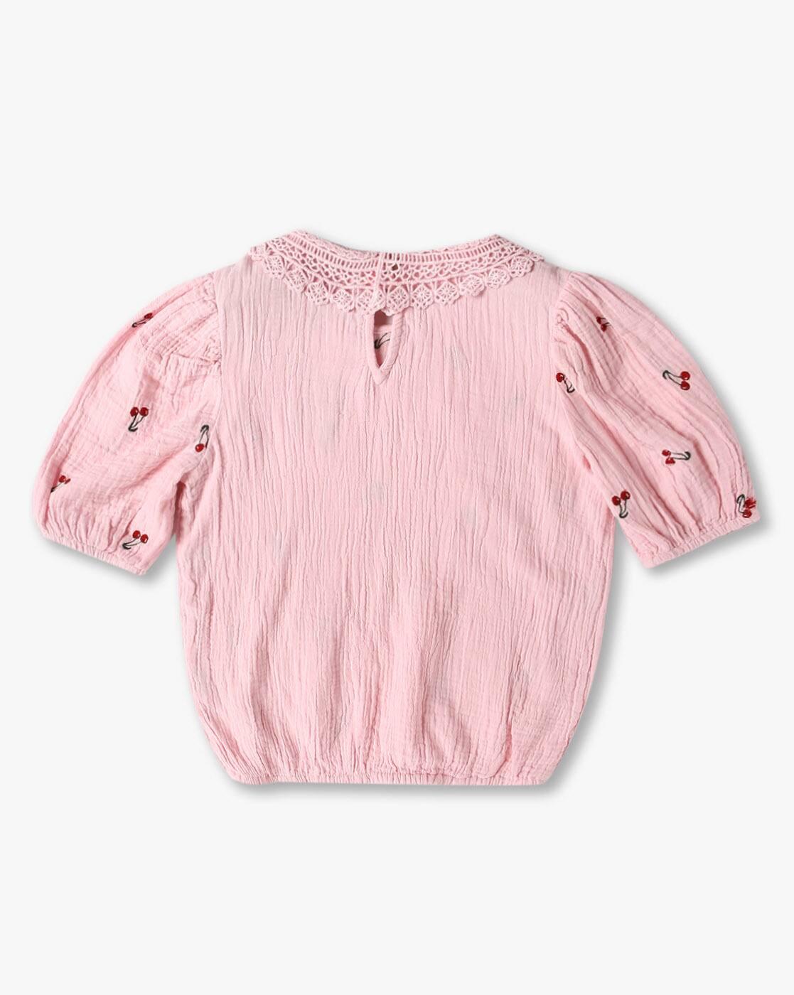 Girls Blouson Embroidered Top