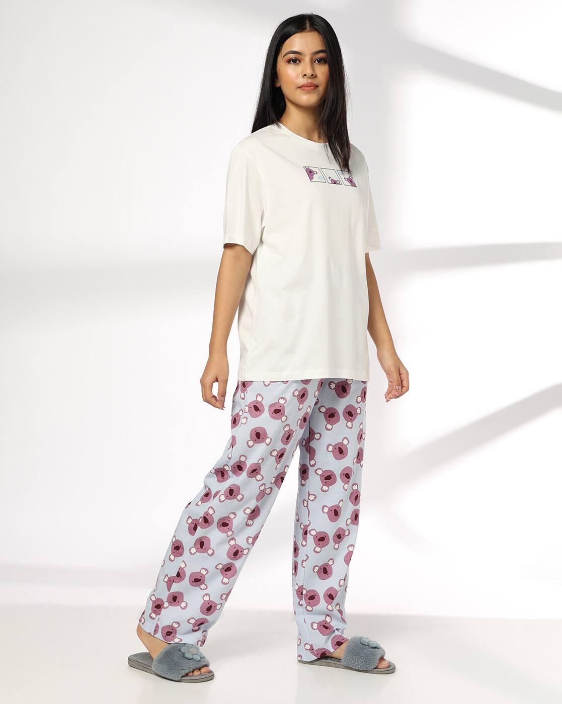 Women Graphic Print T-Shirt & Pyjamas Sets