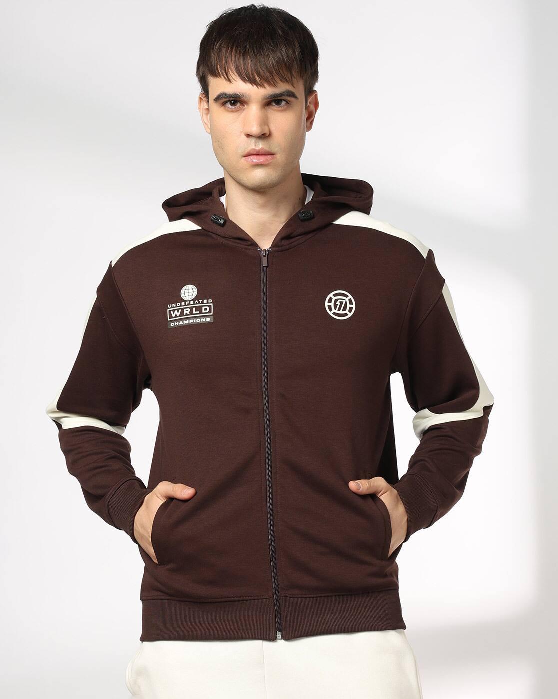 Men Colourblock Regular Fit Sew Hoodie