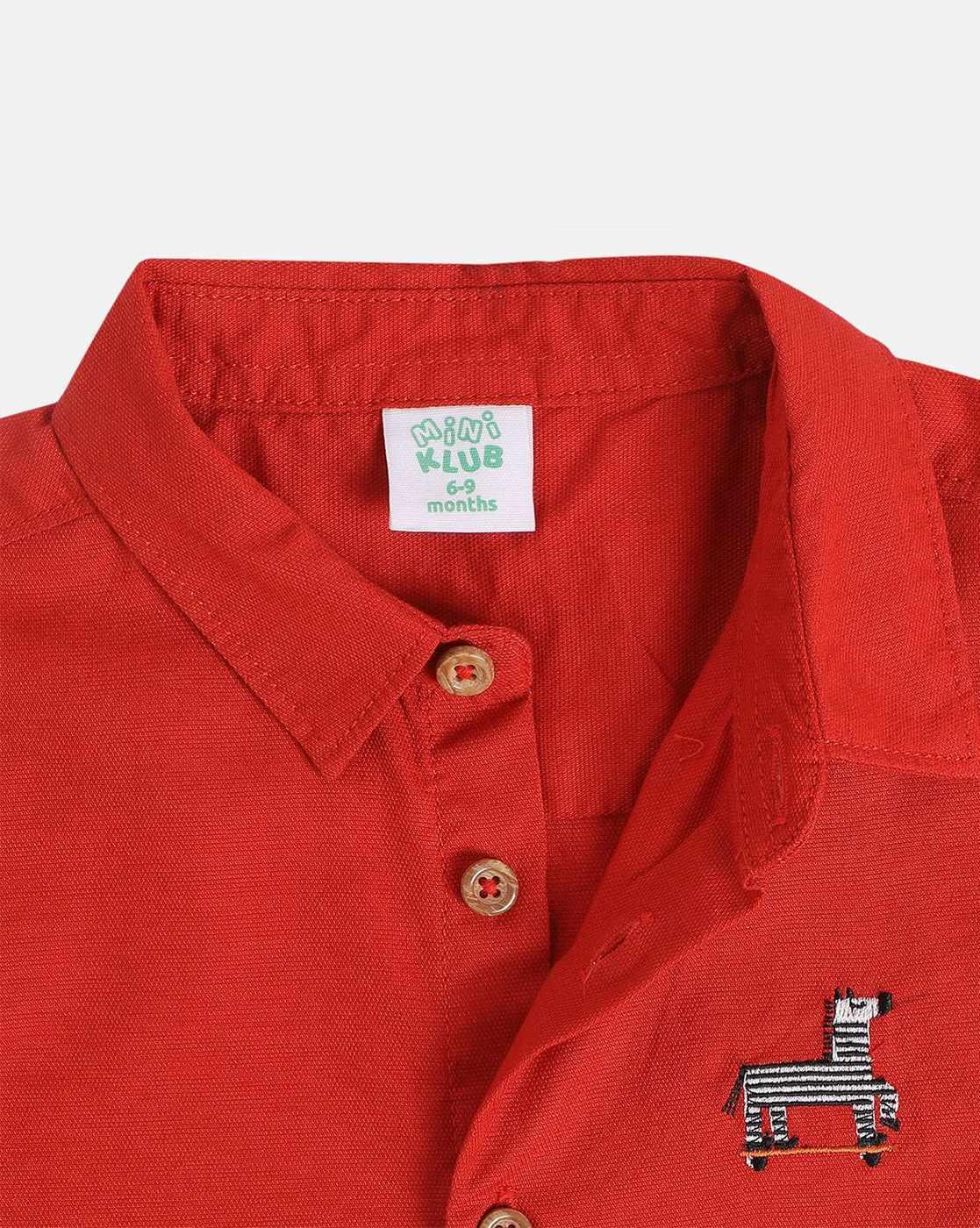 Boys Embroidered Regular Fit Shirt