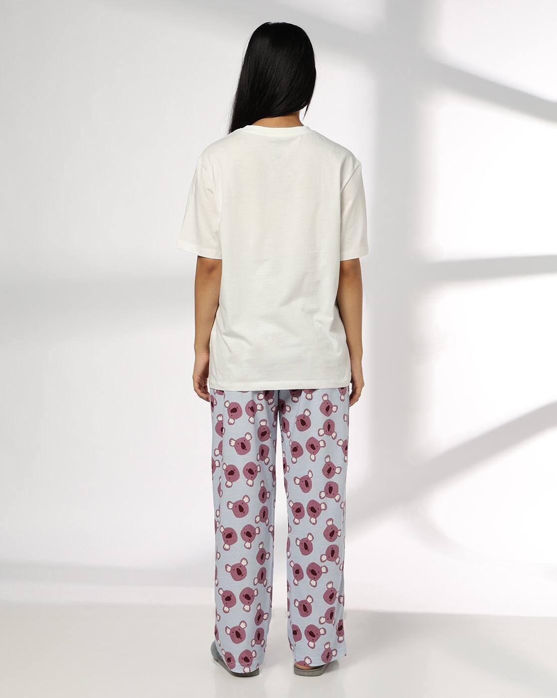 Women Graphic Print T-Shirt & Pyjamas Sets