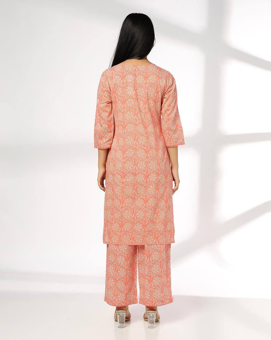 Women Floral Print Straight Kurta with Pants