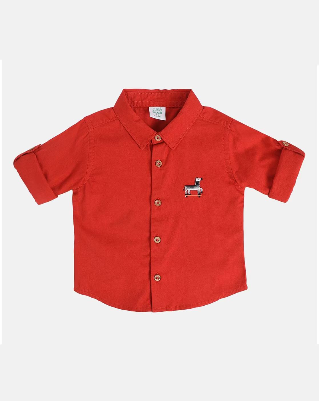 Boys Embroidered Regular Fit Shirt