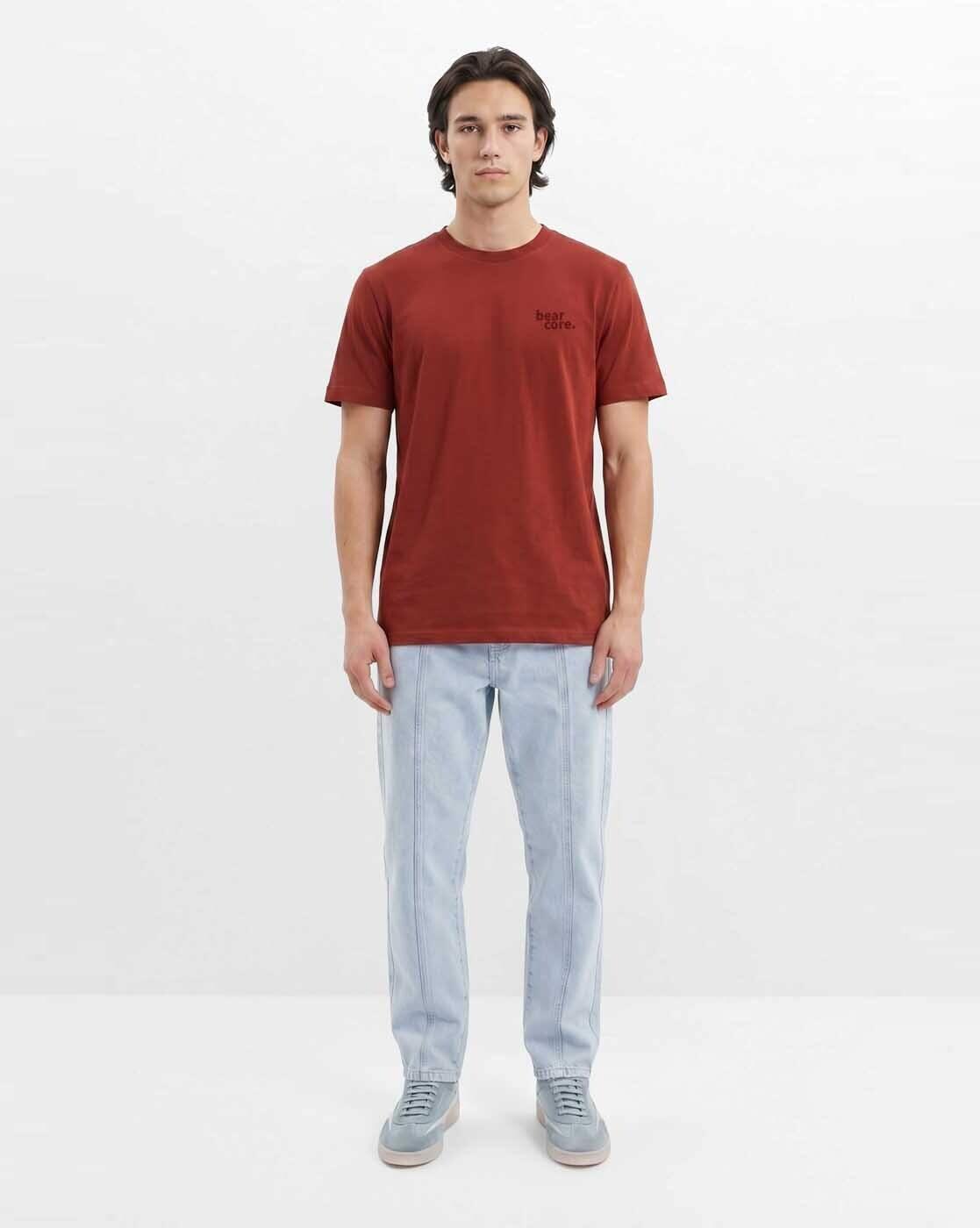Men Solid Regular Fit Crew Neck Cotton T-Shirt