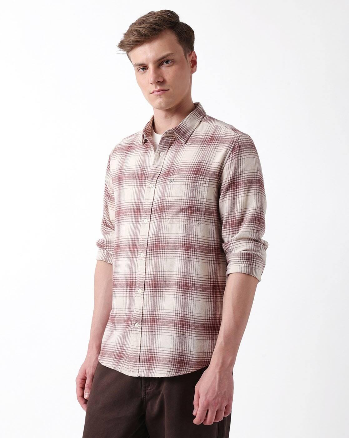 Men Cotton Flannel Checked Regular Fit Casual Shirt