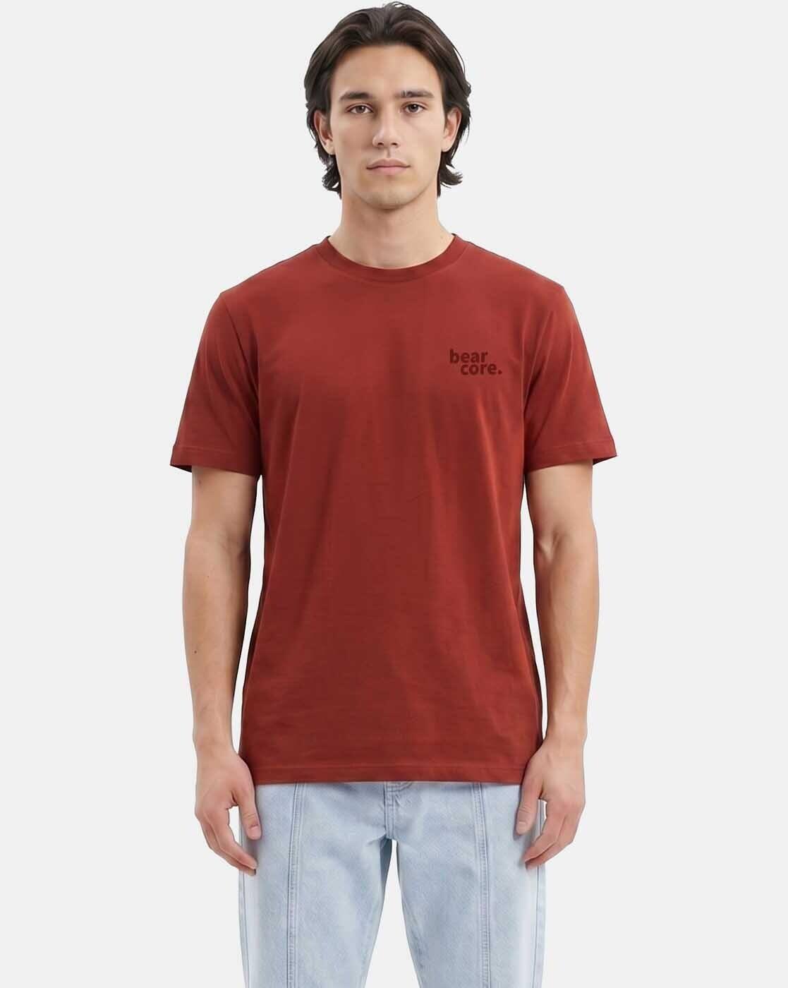 Men Solid Regular Fit Crew Neck Cotton T-Shirt