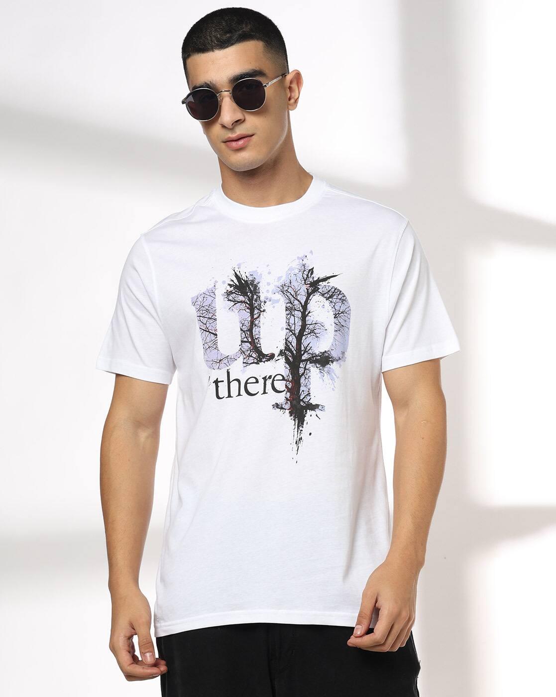 Men Typographic Print Regular Fit Crew-Neck T-Shirt