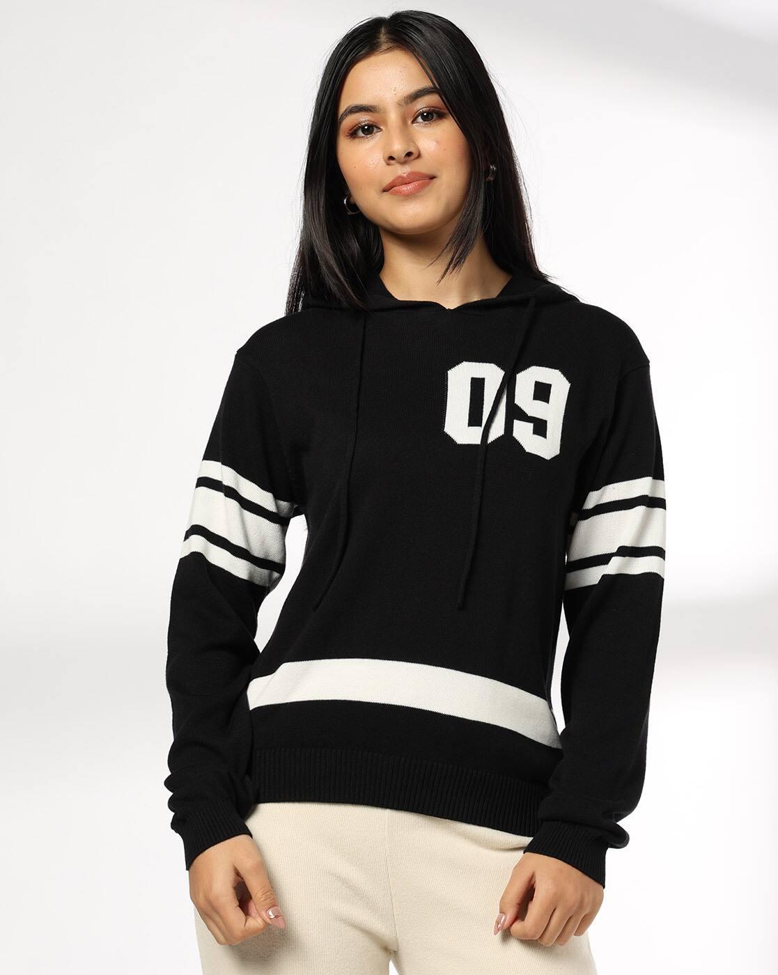Women Numeric Print Regular Fit Hoodie