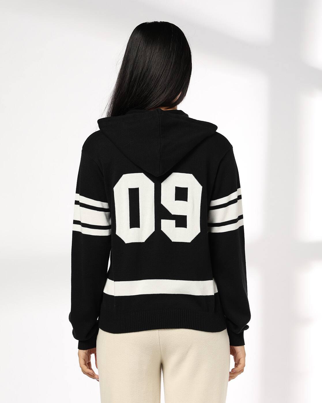 Women Numeric Print Regular Fit Hoodie