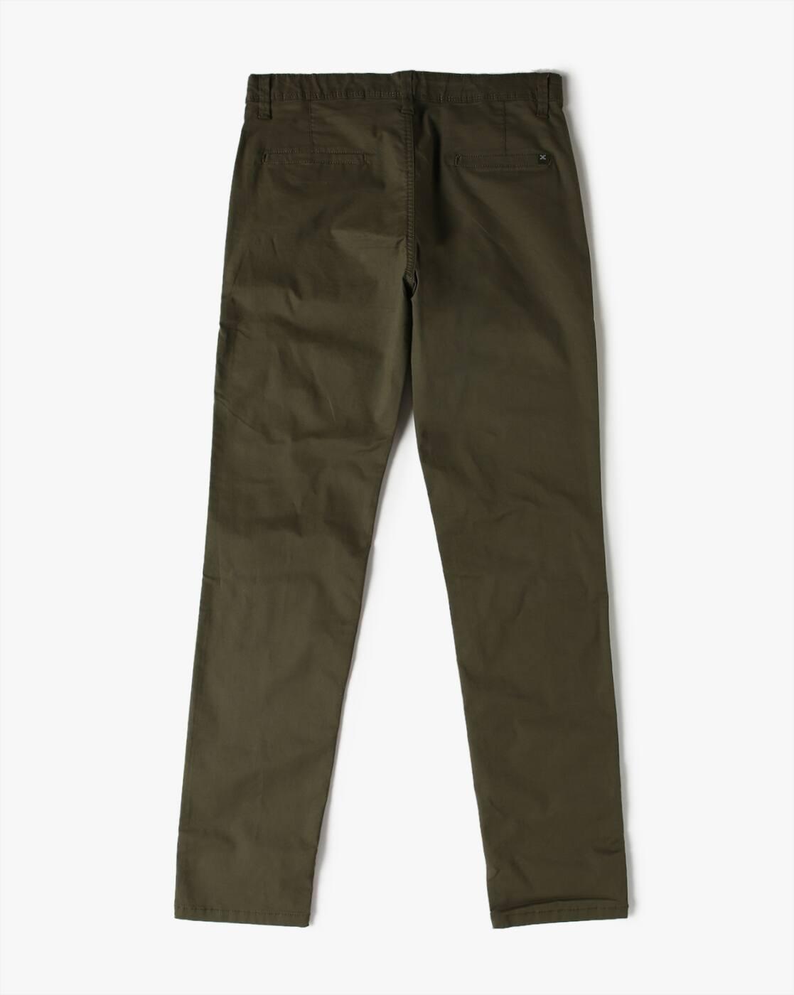 Men Slim Fit Flat-Front Trousers