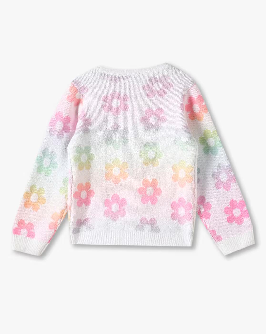Girls Floral Print Regular Fit Sweater