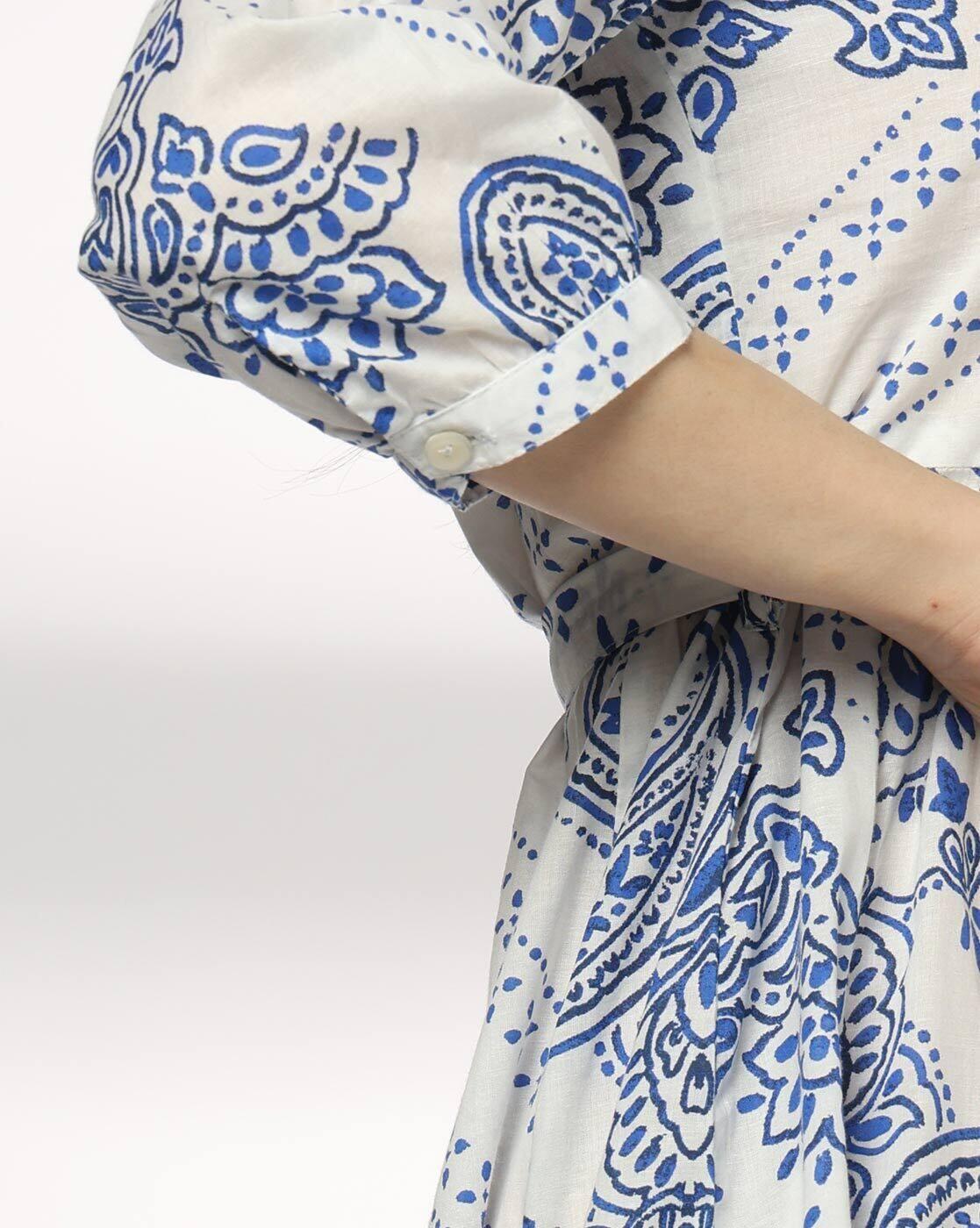 Women Paisley Print Shirt Dress with Tie-Up Belt