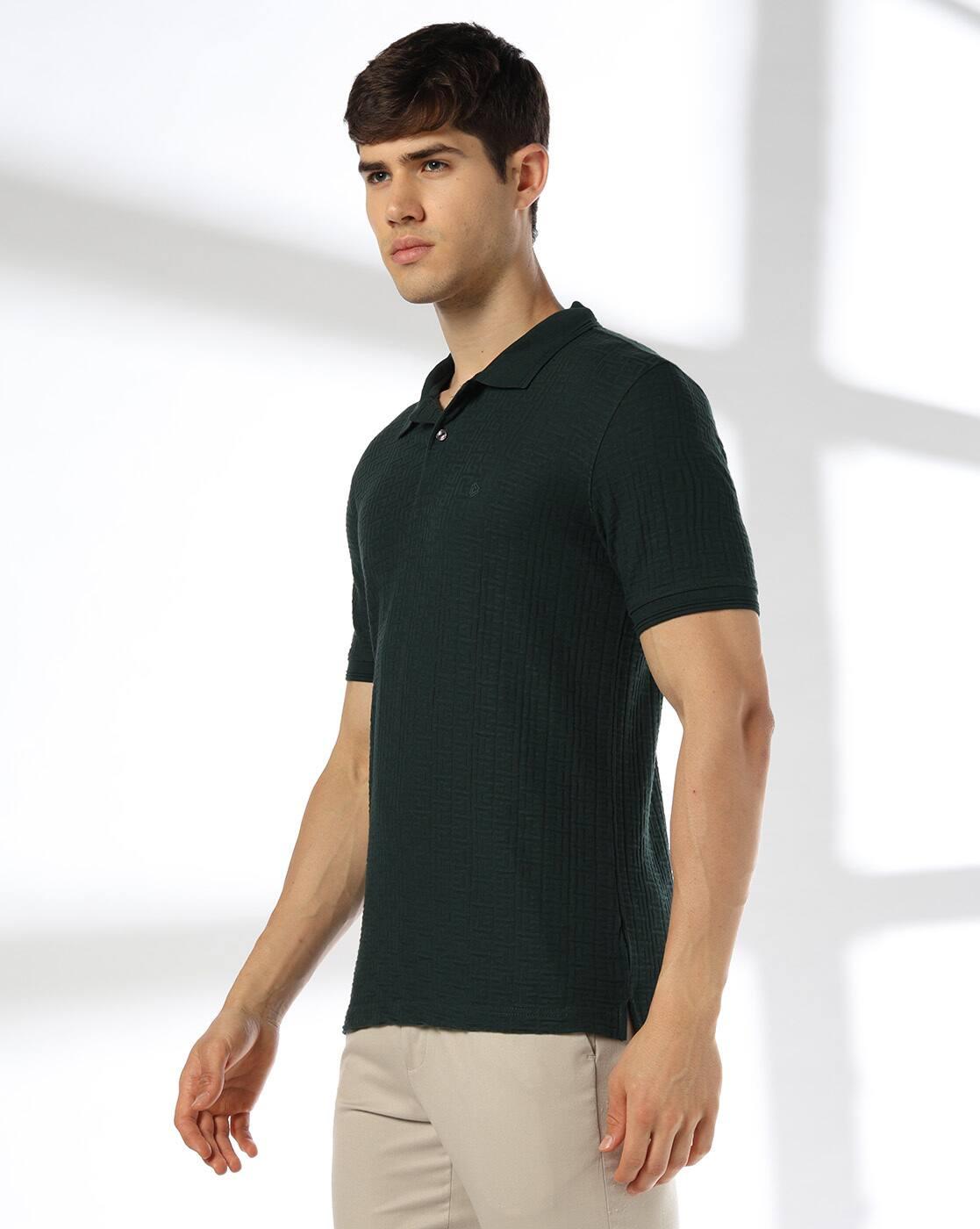 Men Geometric Print Slim Fit Polo T-Shirt