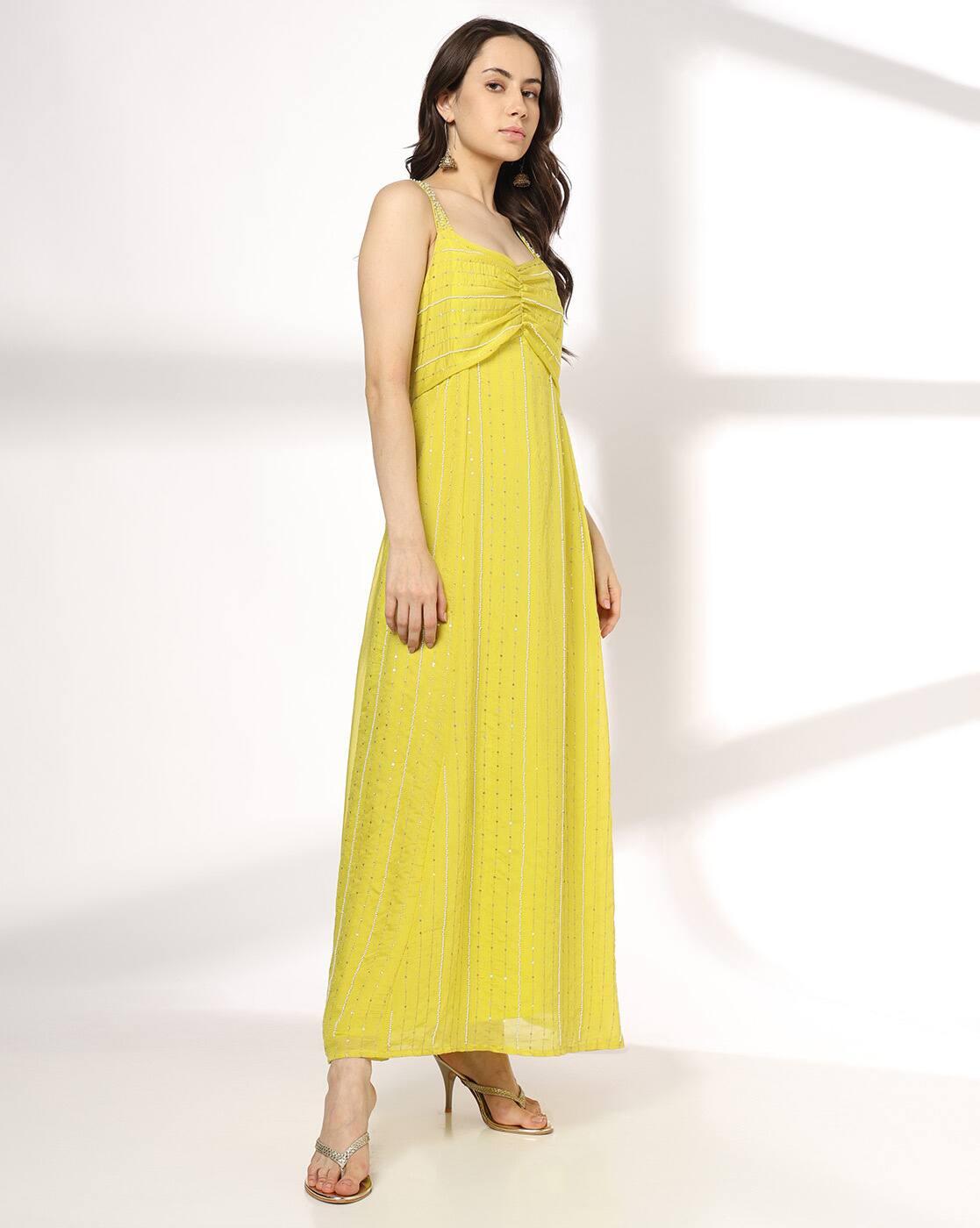 Women Embroidered Strappy A-Line Dress