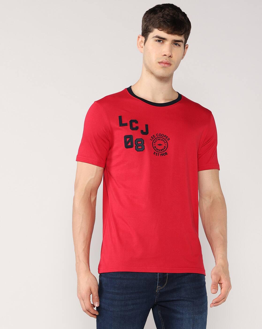 Men Typographic Print Regular Fit Crew-Neck T-Shirt