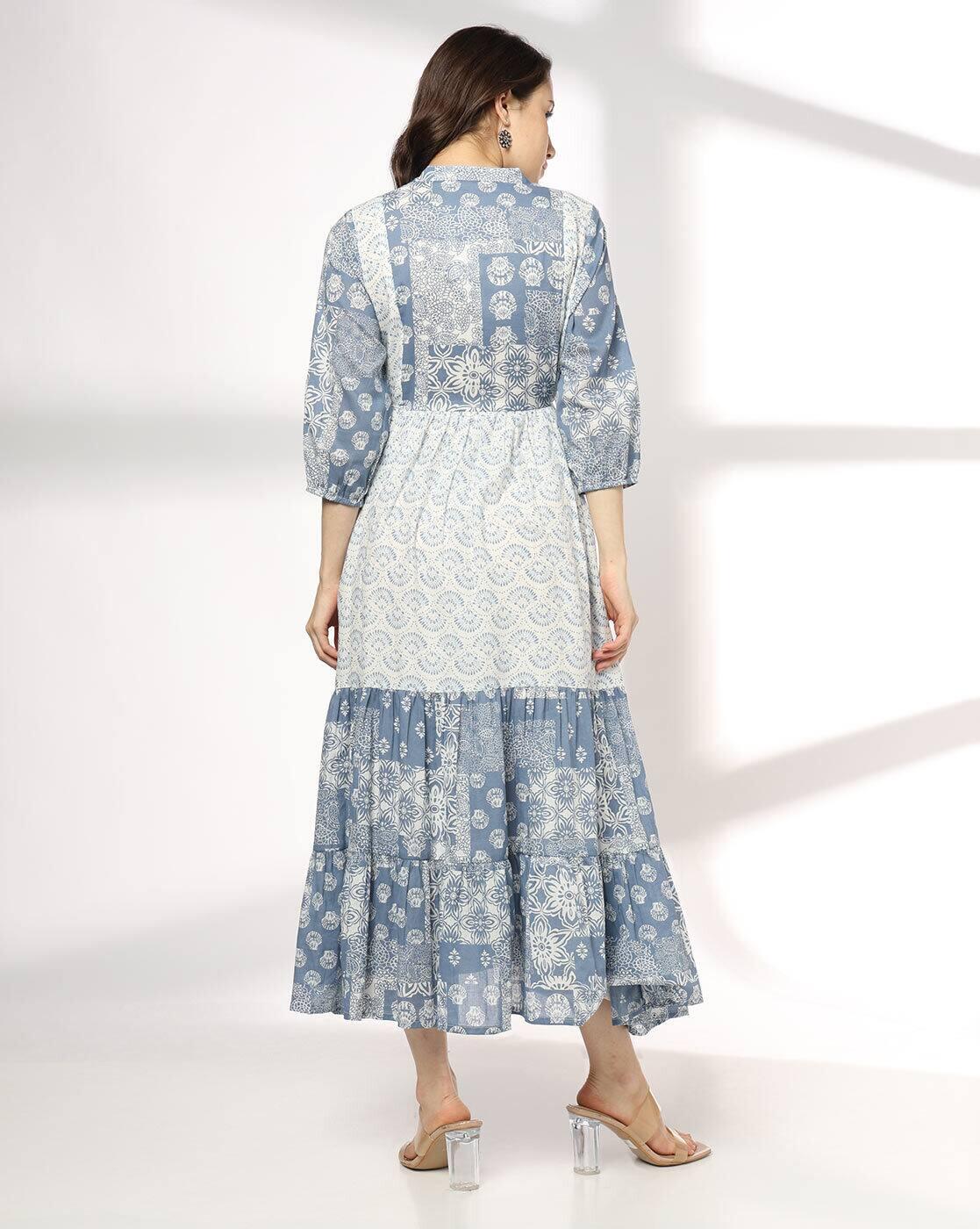 Women Floral Print Tiered Dress