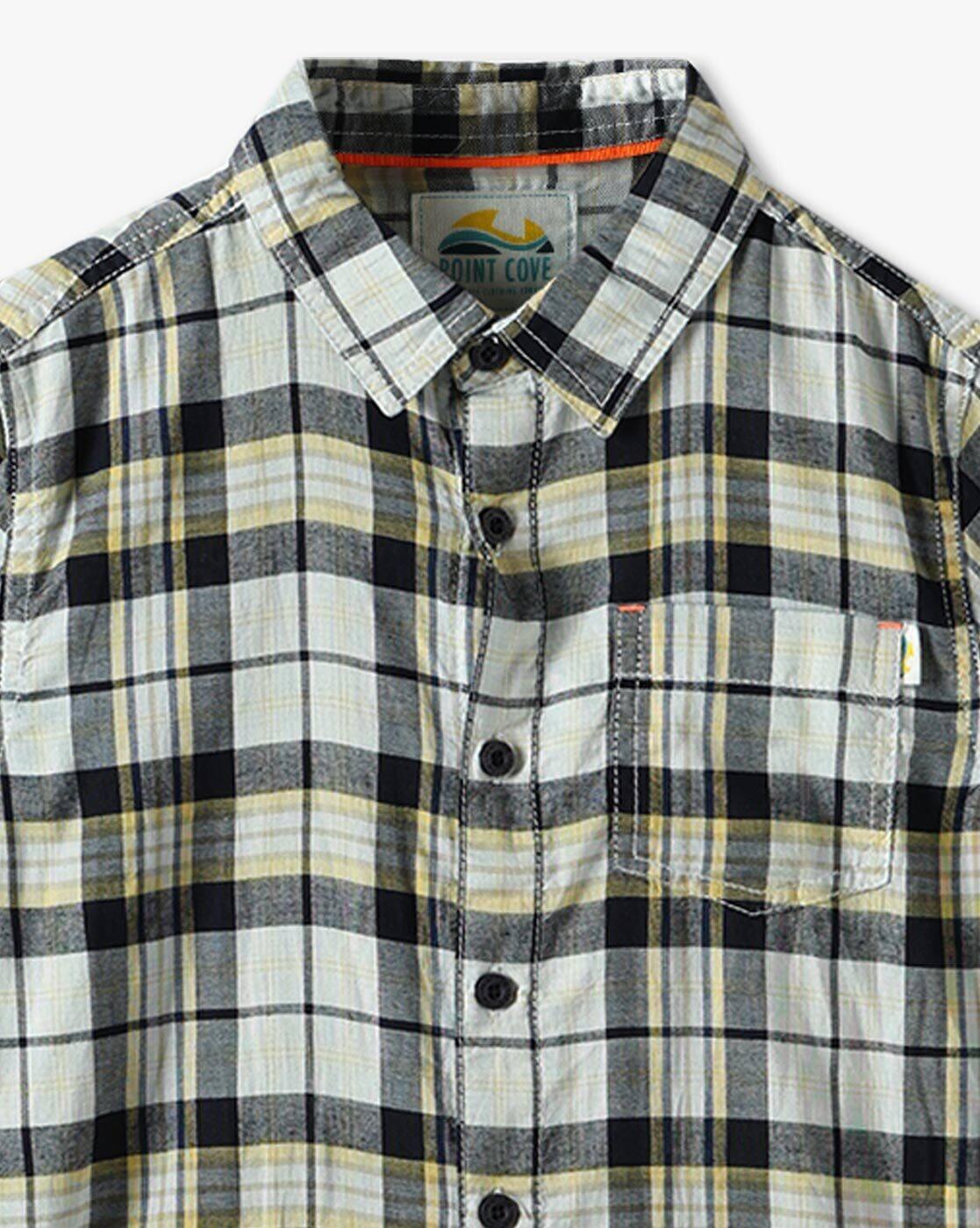 Boys Checked Relaxed Fit Shirt with Patch Pocket