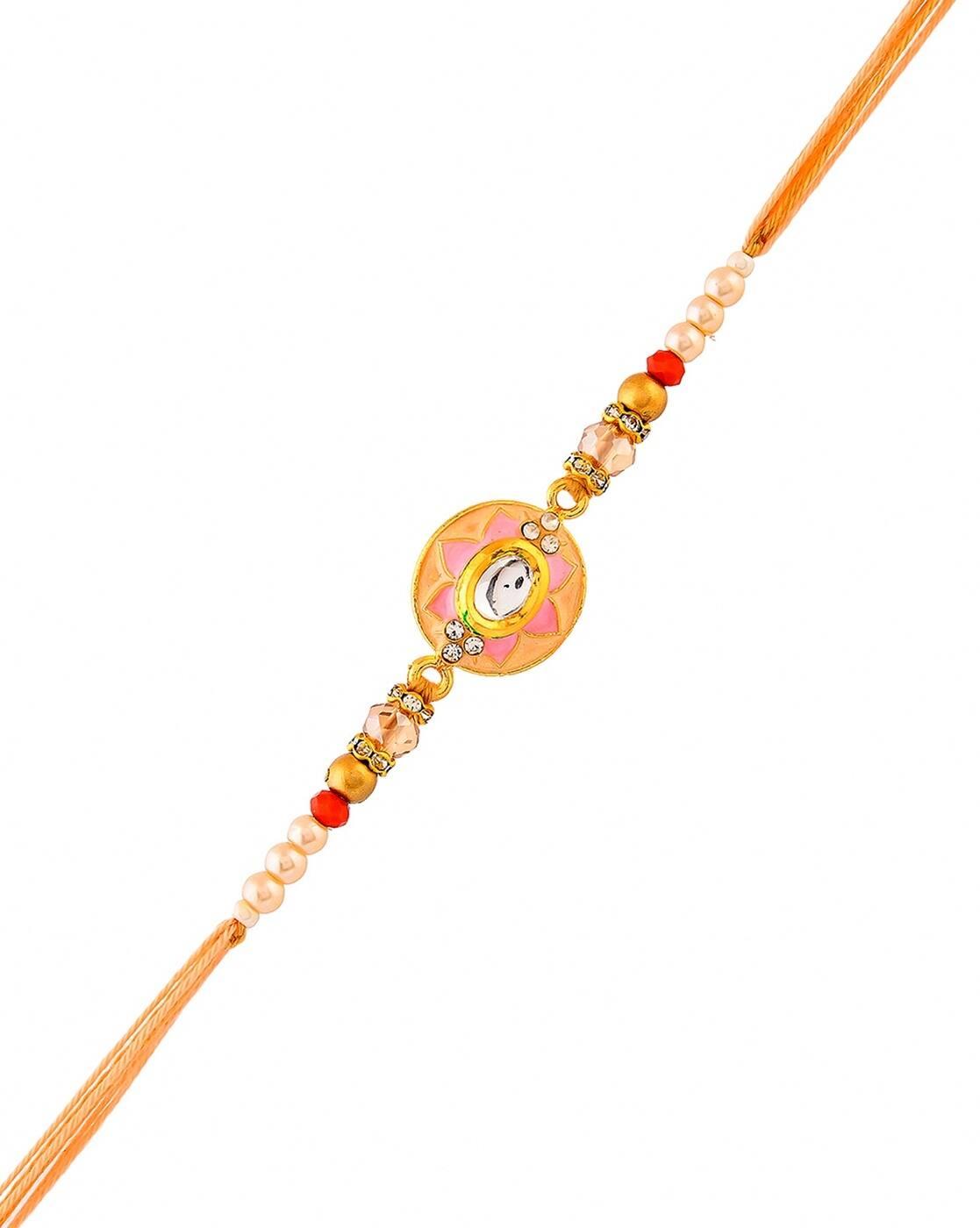 Men Stone-Studded Tie-Up Rakhi