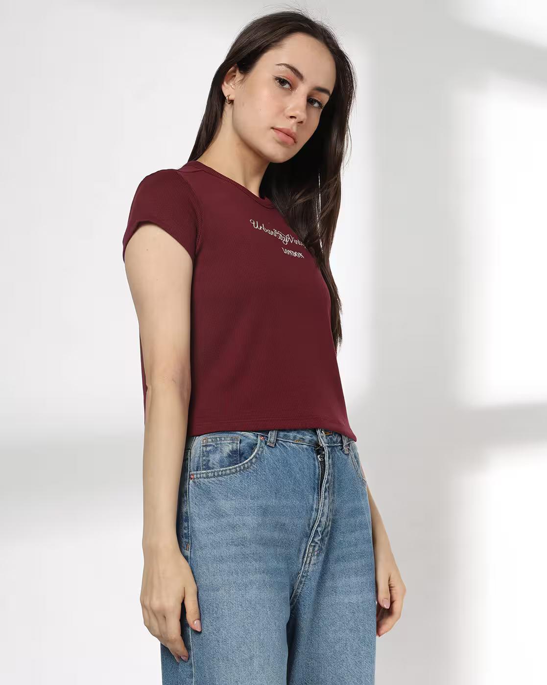 Women Urban City Print Regular Fit Round-Neck T-Shirt