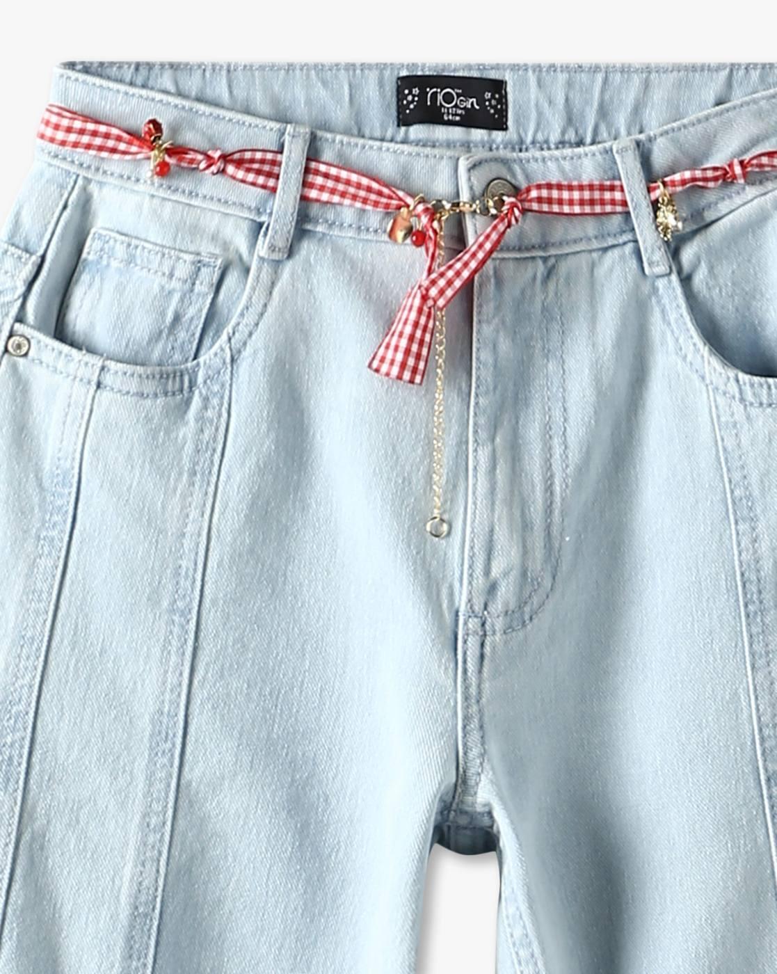 Girls Heavily Washed Flared Jeans