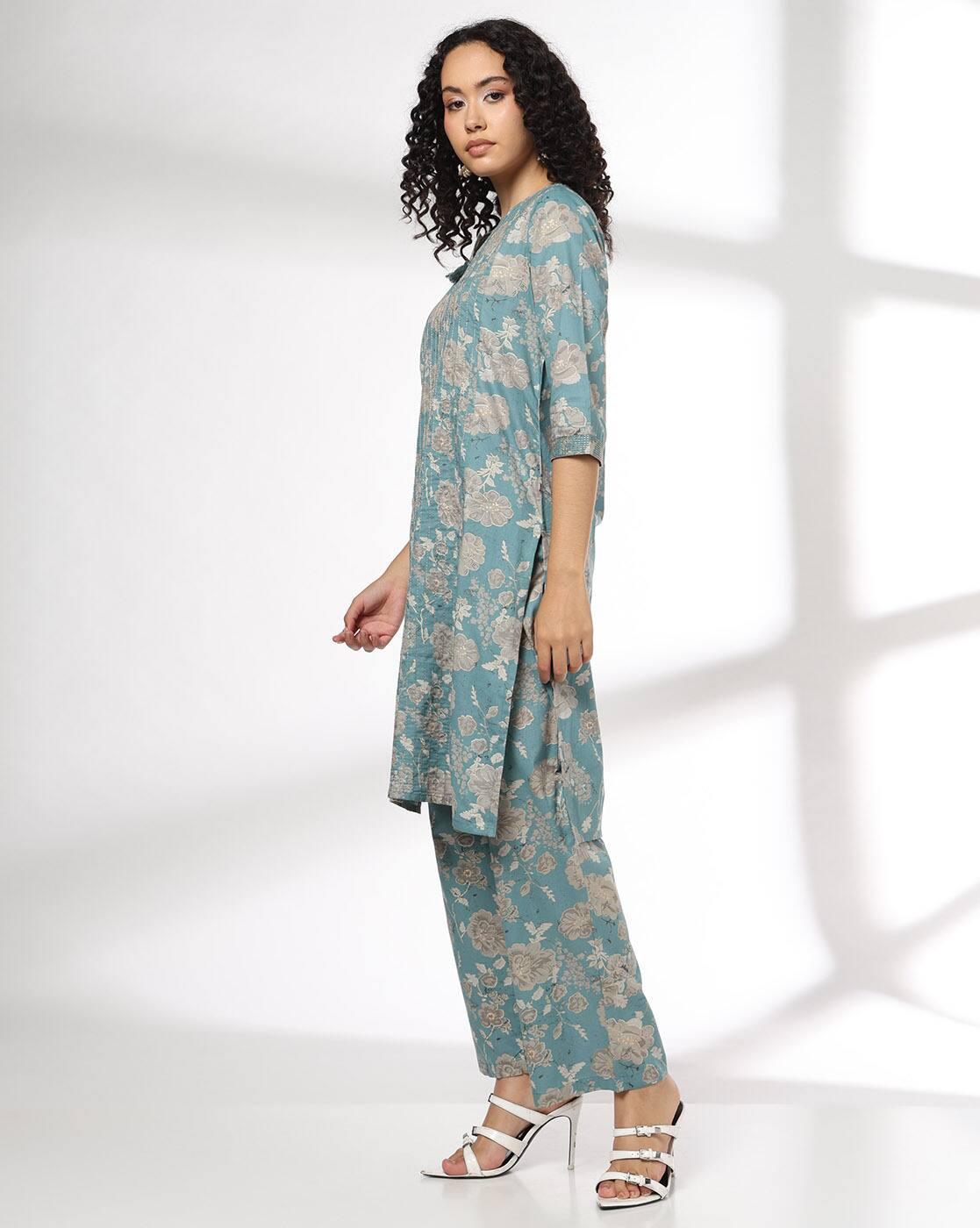 Women Floral Print Straight Kurta with Palazzos
